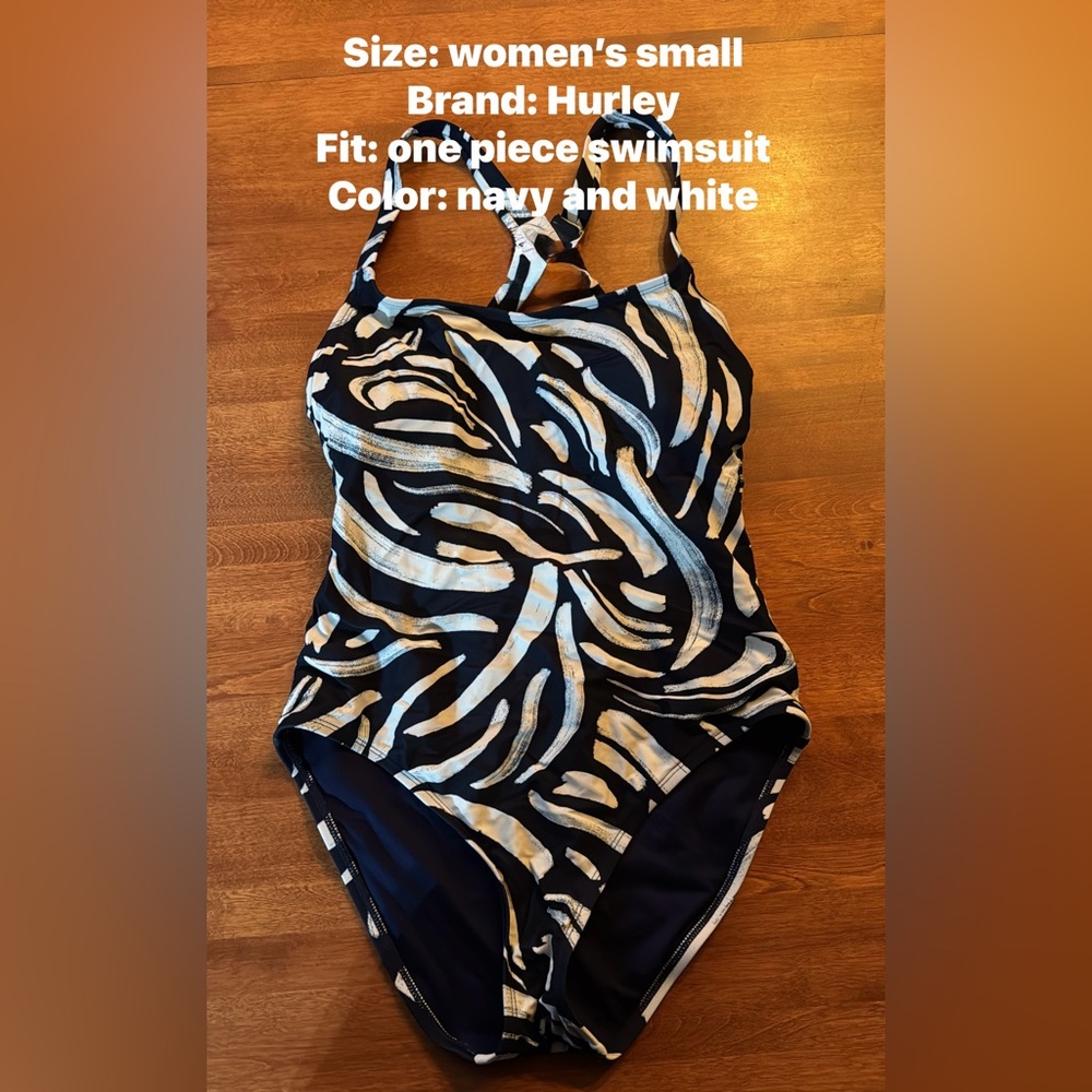 Hurley Kids Swim One Piece in Navy and White